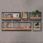 Woody metaal wandplank - bundel set van vijf 135x65 cm