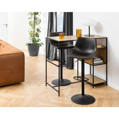 Nøra Carmine verstelbare barstoel | zwart metaal onderstel | stof PU vintage