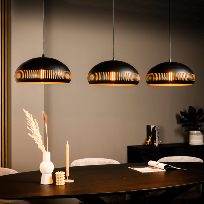Janelle hanglamp 3L 150 cm breed zwart van het woonmerk Vurna
