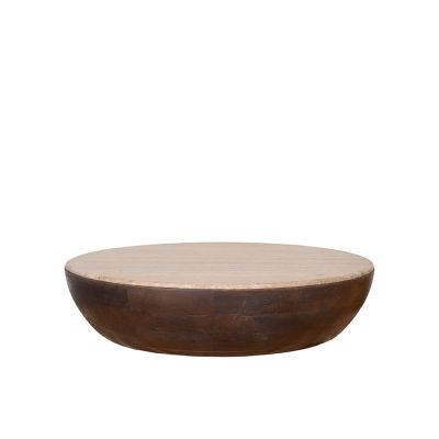 Label51 Bowl salontafel ø90 cm mangohout - beige/donkerbruin
