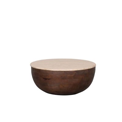 Label51 Bowl salontafel ø70 cm mangohout - beige/donkerbruin