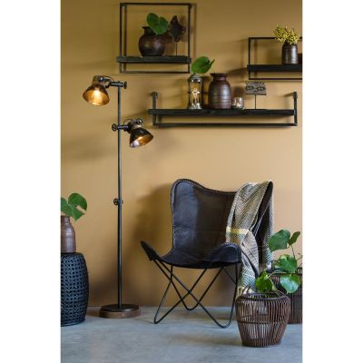 Light & Living Jody vloerlamp - zwart zink/hout bruin - OUTLET B
