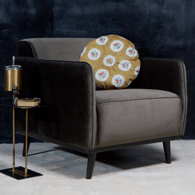 Fauteuil Statement Met Arm Fluweel Taupe