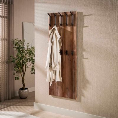 Fraaai Rhonda kapstok hoog 10 haken - massief acacia - brons metaal