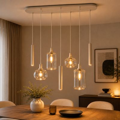 Fraaai Rodolfo hanglamp 4+3-lichts - beige