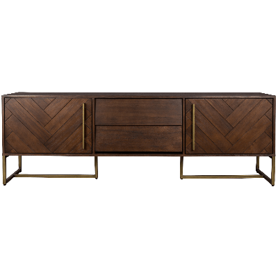 Class dressoir laag MDF 45x180x60 cm bruin/goud van het woonmerk Dutchbone