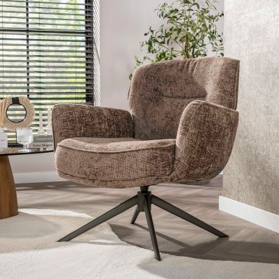 Fraaai Vivian fauteuil draaibaar geweven - brons onderstel