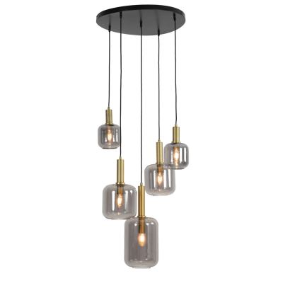 Lekar hanglamp Ø66 cm 5L antiek brons/smoke glas van het woonmerk Light & Living
