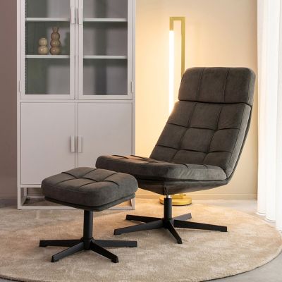 Label51 Alvar fauteuil + hocker - antraciet