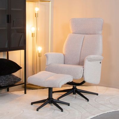 Label51 Verdal fauteuil bouclé - naturel + hocker