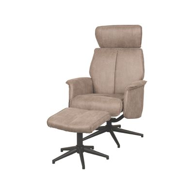 Label51 Verdal fauteuil micro suede + hocker - taupe