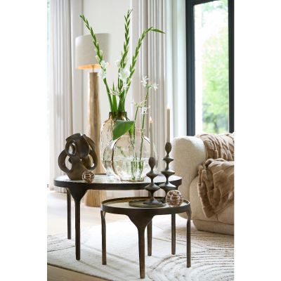 Light & Living Eli salontafel set van 2 - 85x85x42 cm - glanzend crème/antiek brons