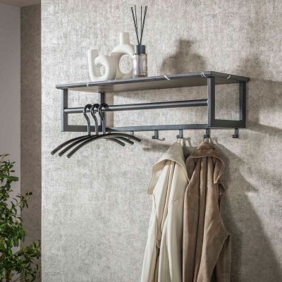 Fraaai Leonie kapstok roede 6 haaks - zwart bruin - OUTLET B