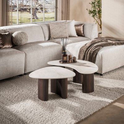 Fraaai Santana salontafel organisch set van 2 - 3D keramiek Taj Mahal