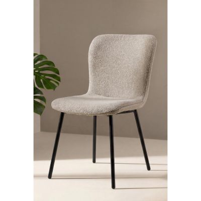 Svea Brant eetkamerstoelen - zwart/beige bouclé
