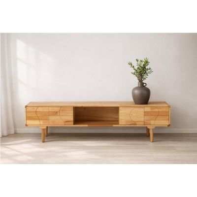 Svea Delmar tv-meubel 200x45x55 cm - naturel rubberwood
