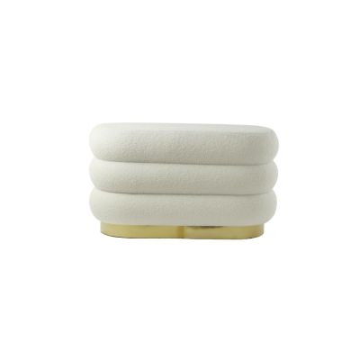 Light & Living Lyall teddy poef - crème/goud