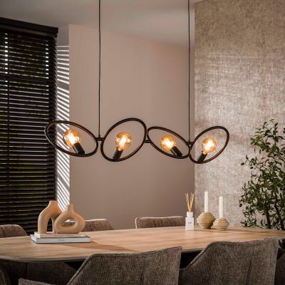 Fraaai Hunter hanglamp 4-lichts - zwart