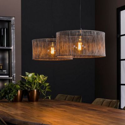 Fraaai Filip hanglamp 2L stringshade metaal - zwart nikkel