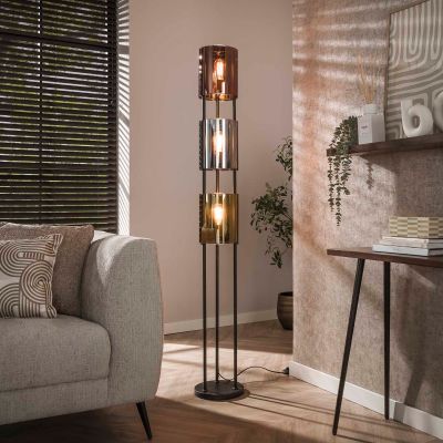 Fraaai Bruno vloerlamp tricolore 3-lichts - zwart