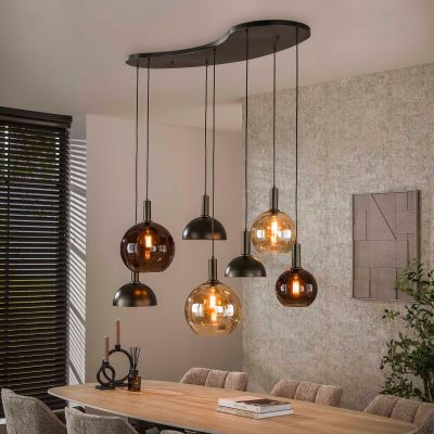 Fraaai Amira hanglamp 4+3-lichts - sienna bruin