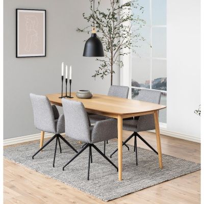 Nøra Waylor draaibare armstoel | zwart metaal onderstel | stof Malmo - lichtgrijs