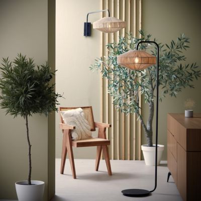 Light & Living Lyra vloerlamp Ø43x164 cm - naturel/mat zwart