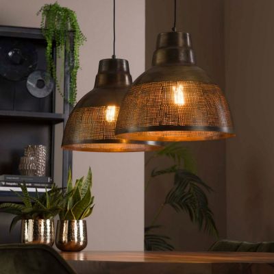 Fraaai Zoe hanglamp 2xø38 screen - brons antiek