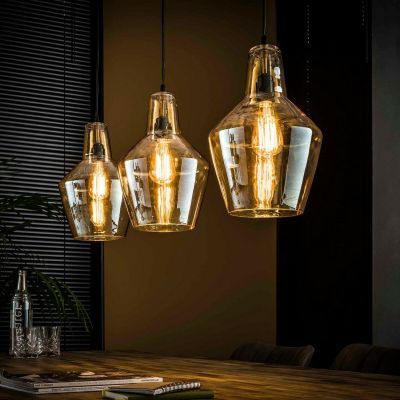 Fraaai Amber hanglamp 3L kegel 