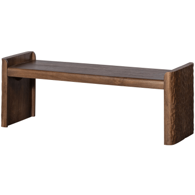 Woood Prop bankje met bewerkte poot hout - warm bruin