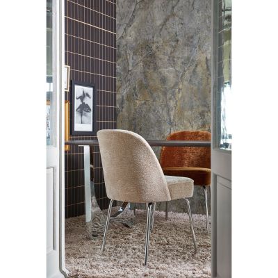 Woood Vogue eetkamerstoel chenille - chrome poot