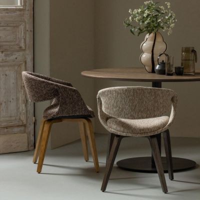 Woood Yossi eetkamerstoel bruin met houten poot
