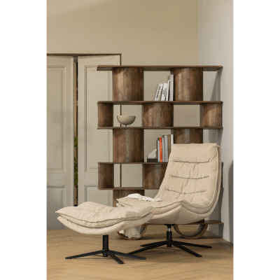 Woood Kube draaifauteuil met hocker