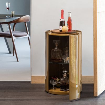 Woood Sera ronde kast 72xø45 cm hout hoogglans - honinggeel