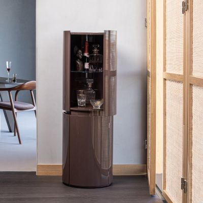 Woood Sera ronde kast 135xø45 cm hout hoogglans - donkerbruin