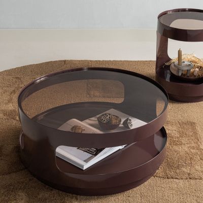 Woood Sero salontafel metaal/glas - bruin