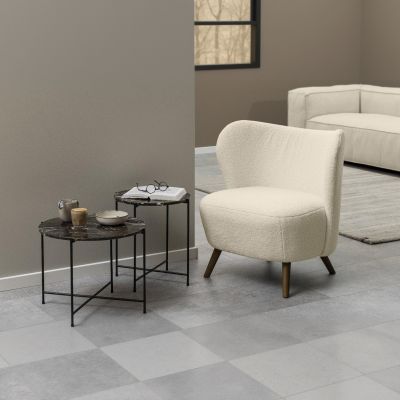 Nøra Fernandez fauteuil | bruin rubberhout onderstel | stof Orson - crème