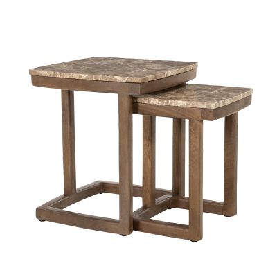 Eleonora Bijzettafel set Nordin - mangohout/Botochino marmer