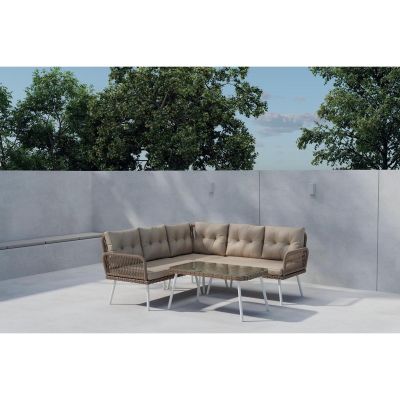 Svea Pineda loungeset - naturel rieten/beige