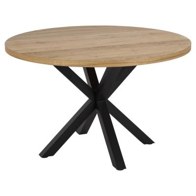 Nøra Donovan ronde eettafel Ø120x76.4 cm | zwart metaal onderstel | eikenhout - naturel