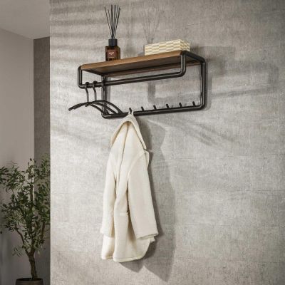 Fraaai Odell kapstok - 8 haken en roede - eikenlook met staal