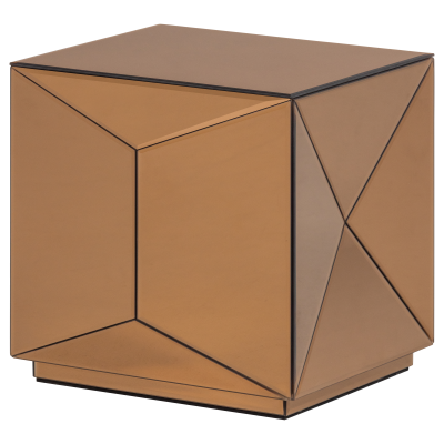 Woood Glintz bijzettafel hout spiegelglas - bruin