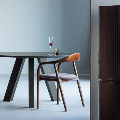 Woood Bran eetkamerstoel beukenhout velvet - bruin