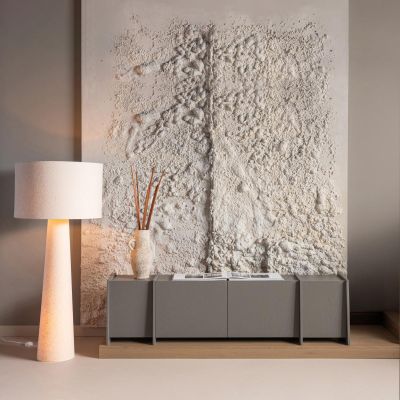 Woood Loft vloerlamp XXL metaal/bouclé - naturel