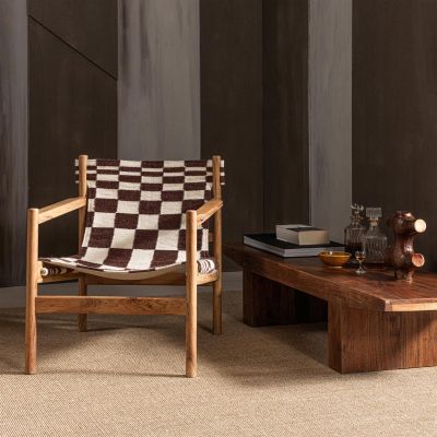 Woood Zano fauteuil hout bruin met kelim zitting - naturel
