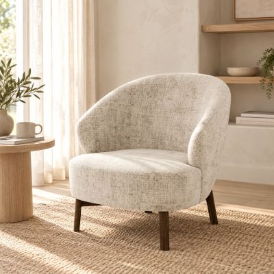 Nøra Valentin fauteuil | bruin rubberhout onderstel | stof Juto