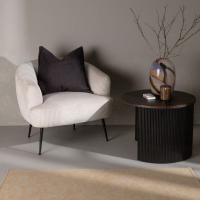 Svea Vona fauteuil - ribstof - beige