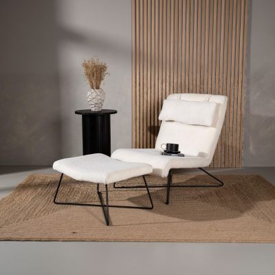 Svea Limo fauteuil met voetenbank - boucle - wit