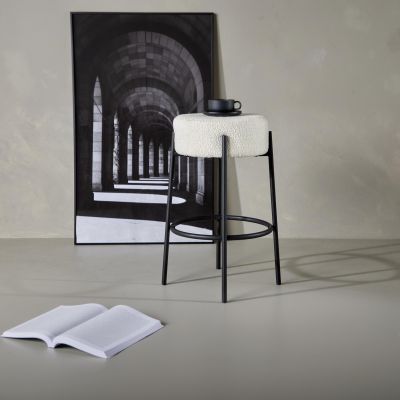 Svea Soko barkruk 70 cm - boucle - wit