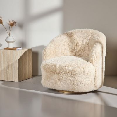 Svea Mehta fauteuil - fake fur - beige